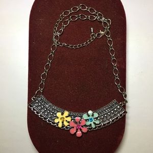 Bar Necklace with Flowers